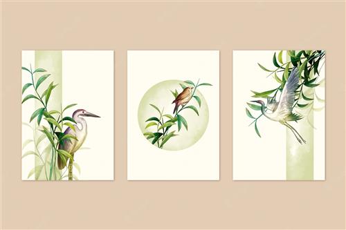 bamboo and herons